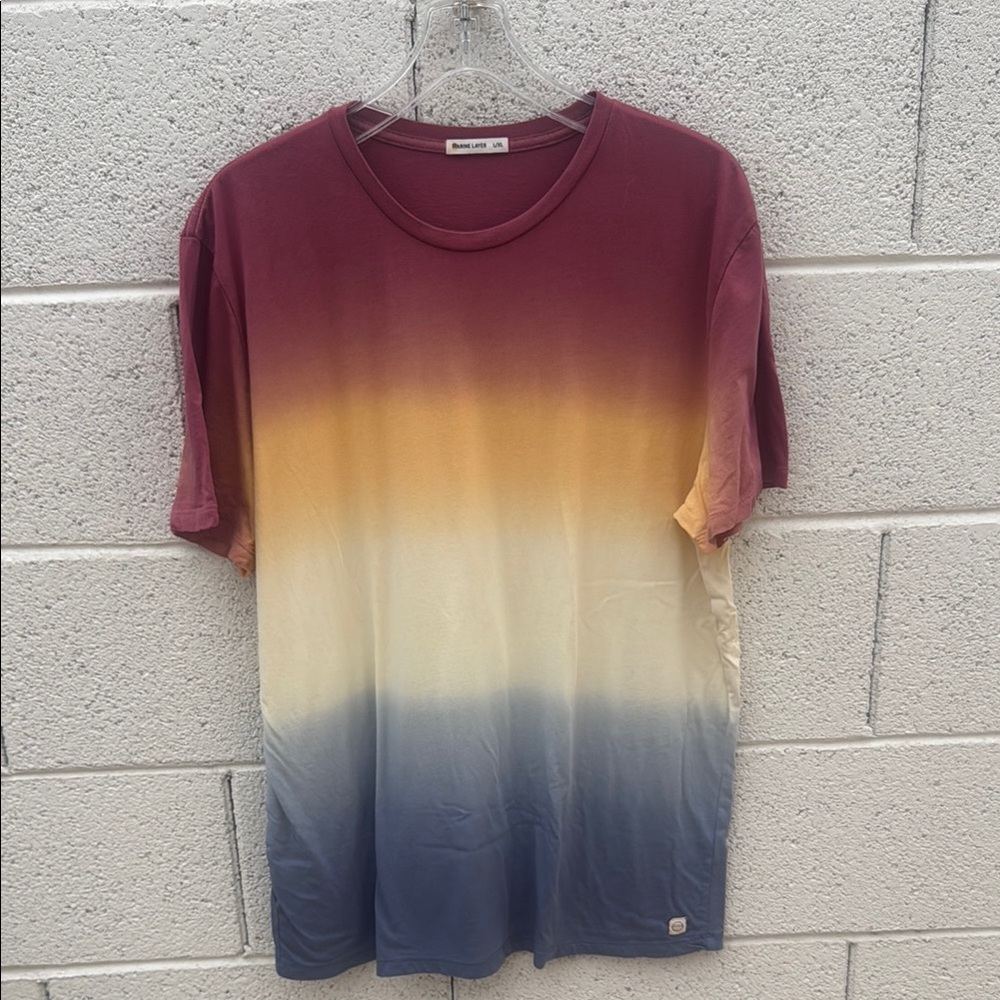 Men’s Marine Layer T-Shirt in Red, Yellow, and Blue ombré L/XL